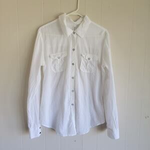RVCA White Casual Button Down Shirt